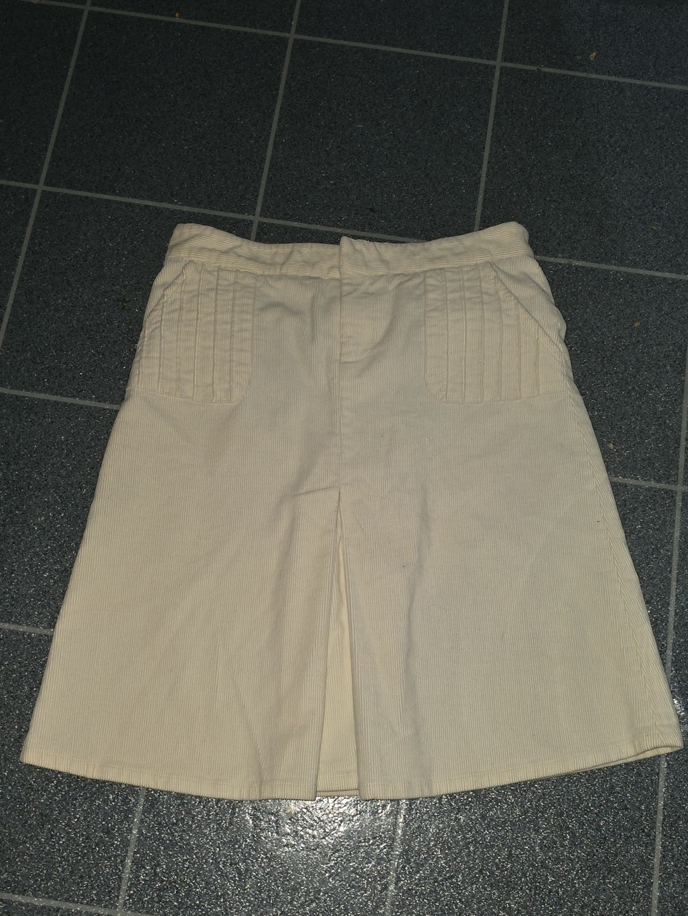 TNA Cream A-Line Corduroy Skirt with Front Pleat
